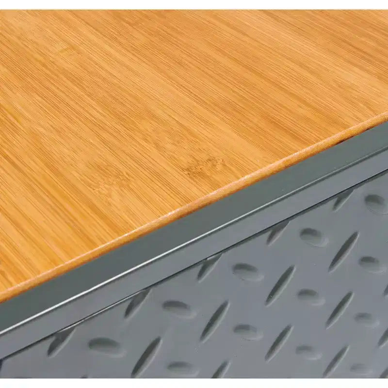 Étagère de rangement 4 casiers en métal et bambou couleur charbon de bois et naturel