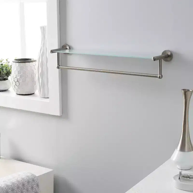 Étagère en verre avec porte-serviettes gris - Organisez tout