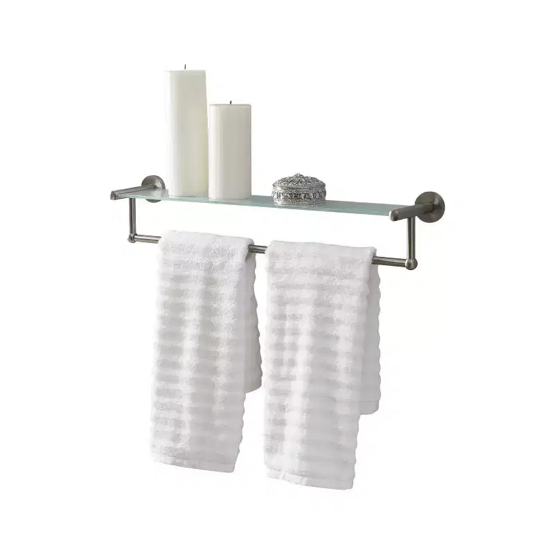 Étagère en verre avec porte-serviettes gris - Organisez tout