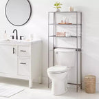 Étagère de rangement 3 niveaux sur pied pour toilettes en nickel brossé