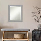 Miroir mural biseauté rectangulaire en nickel brossé – Simple