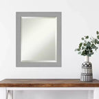 Miroir mural biseauté rectangulaire en nickel brossé – Simple