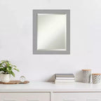 Miroir mural biseauté rectangulaire en nickel brossé – Simple