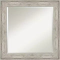 25" x 25" Crackled Metallic Framed Wall Mirror Silver - Amanti Art: Modern Square Beveled, No Assembly Required