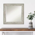 Miroir mural carré biseauté 25" x 25" – Argent craquelé, 1 pièce