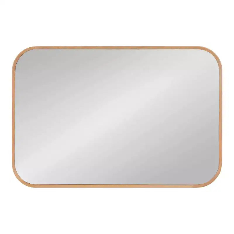 Miroir mural encadré en forme de rectangle arrondi naturel – 1 personne