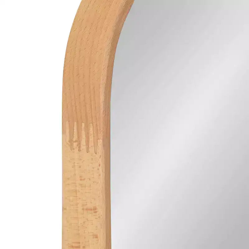 Miroir mural encadré en forme de rectangle arrondi naturel – 1 personne