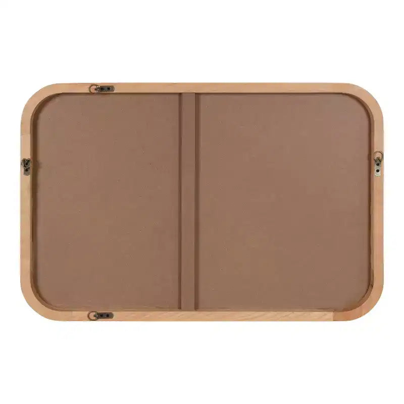 Miroir mural encadré en forme de rectangle arrondi naturel – 1 personne