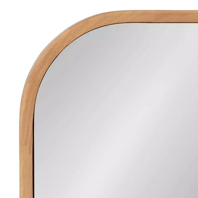Miroir mural encadré en forme de rectangle arrondi naturel – 1 personne