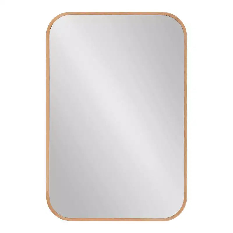 Miroir mural encadré en forme de rectangle arrondi naturel – 1 personne