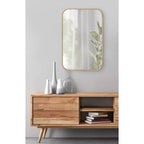Miroir mural encadré en forme de rectangle arrondi naturel – 1 personne