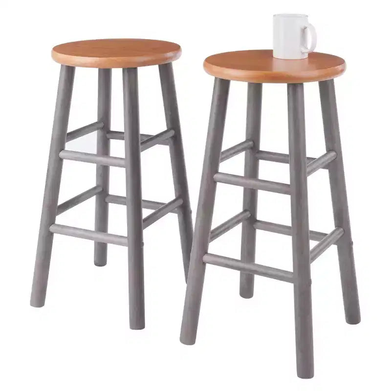2pc 24" Huxton Counter Height Barstools Gray/Teak - Winsome