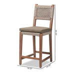 Heyna Tabouret de bar en corde tissée, hauteur comptoir, acajou, gris/naturel - bali & pari : Fabriqué en Indonésie, aucun assemblage requis