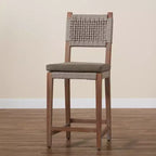 Heyna Tabouret de bar en corde tissée, hauteur comptoir, acajou, gris/naturel - bali & pari : Fabriqué en Indonésie, aucun assemblage requis