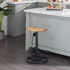 Tabouret de comptoir rond en fer noir sans dossier - 1 place