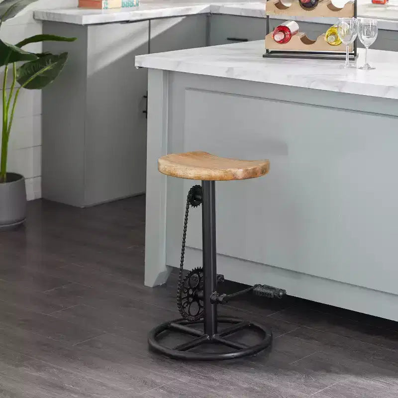 Tabouret de comptoir rond en fer noir sans dossier - 1 place