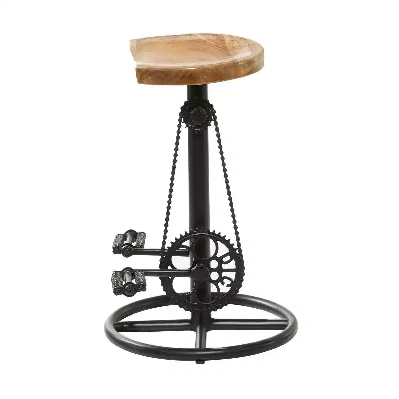 Tabouret de comptoir rond en fer noir sans dossier - 1 place
