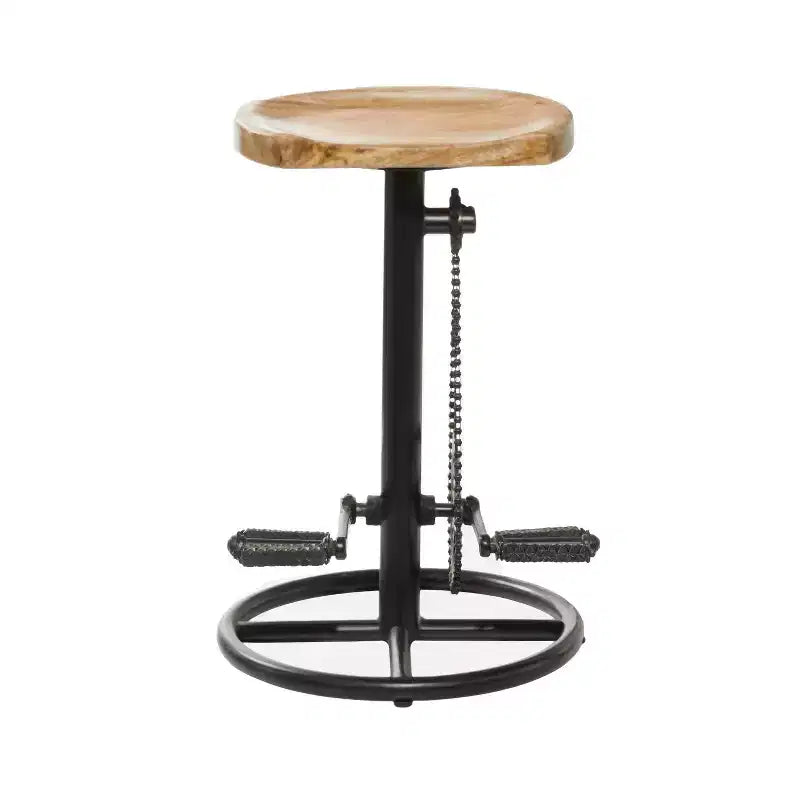 Tabouret de comptoir rond en fer noir sans dossier - 1 place