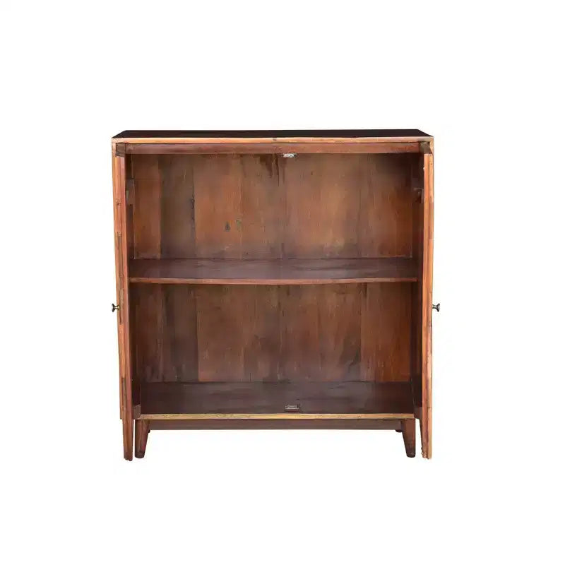 Meuble en bois à 2 portes Chevron marron - Timbergirl : Détails sculptés, Aucun assemblage requis, 101 cm de large