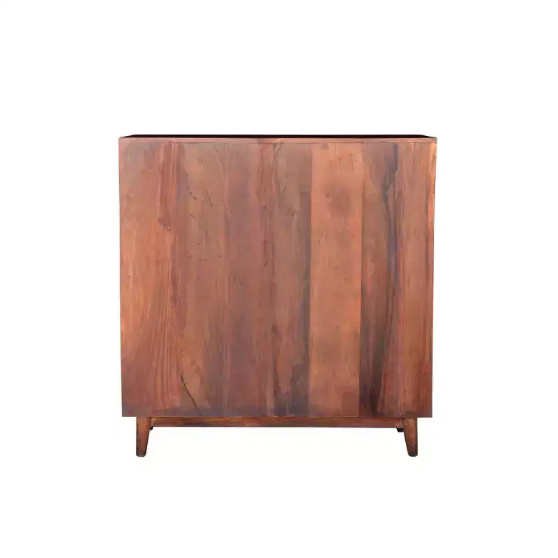 Meuble en bois à 2 portes Chevron marron - Timbergirl : Détails sculptés, Aucun assemblage requis, 101 cm de large