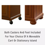 Îlot de cuisine/Chariot de cuisine pleine grandeur Alexandria Stone Top Cerise/Blanc - Crosley : Cadre en bois, Surface en granite, 4 Portes, 5 Tiroirs