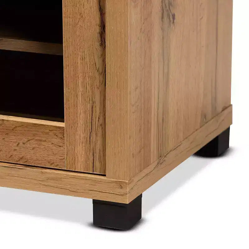 Meuble TV marron et noir en chêne avec 1 tiroir, pour téléviseurs jusqu'à 65 pouces