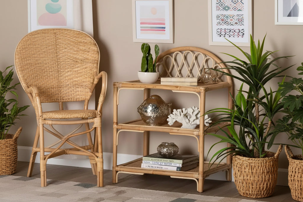 Étagère de présentation Redell en rotin à 3 niveaux de 80,5 cm, naturel/marron - bali & pari