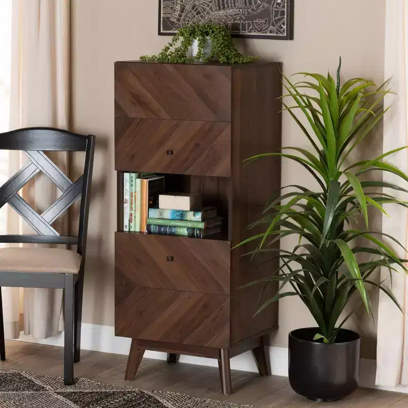 Étagère de rangement en bois à 3 niveaux Noyer brun – 1 pièce