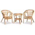 bali & pari 3pc Alleta Rattan Living Room Set Natural/Brown: Bohemian Style, No Assembly, Round Table Set