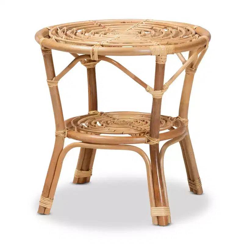 bali & pari Ensemble de 3 meubles de salon Alleta en rotin naturel/marron : Style bohème, aucun assemblage requis, ensemble de table ronde