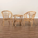 bali & pari Ensemble de 3 meubles de salon Alleta en rotin naturel/marron : Style bohème, aucun assemblage requis, ensemble de table ronde