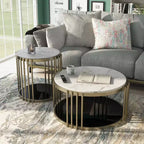 Ensemble table basse et table d'appoint 2 pièces Solstice Glam en laiton antique - HOMES: Inside + Out