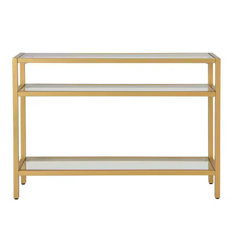 Carolina Living Camden Console 3 Niveaux Dorée : Design Élégant et Étroit, Verre Trempé, Élégance pour l'Entrée