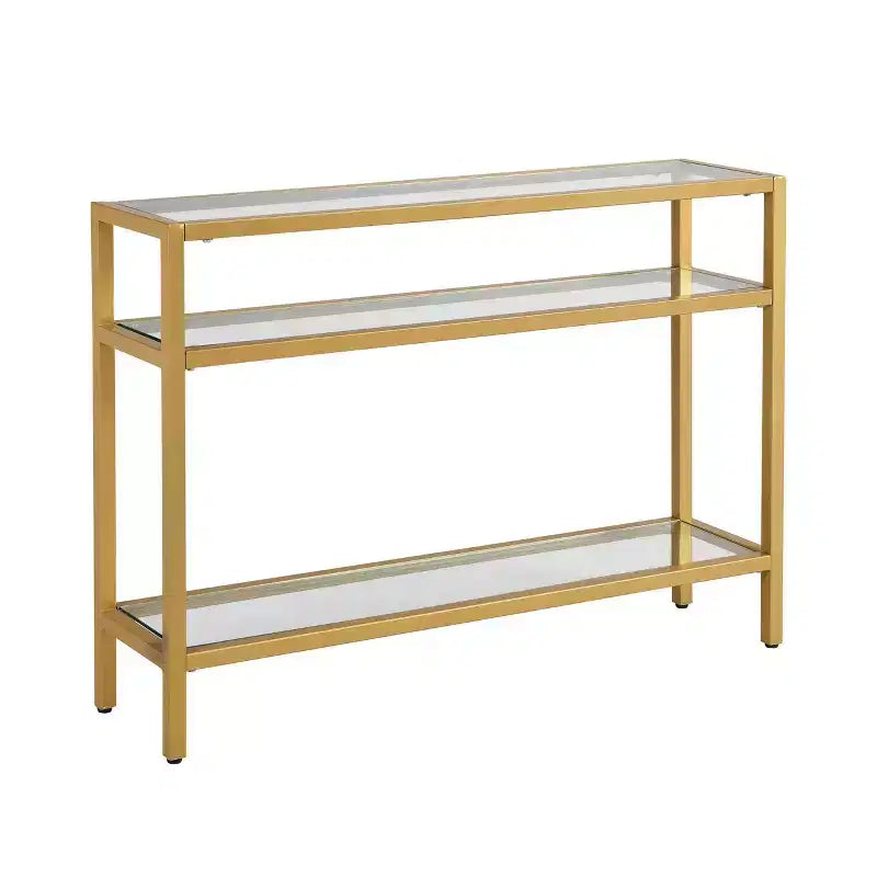 Carolina Living Camden Console 3 Niveaux Dorée : Design Élégant et Étroit, Verre Trempé, Élégance pour l'Entrée