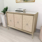Bahut 2 portes miroir couleur champagne et beige