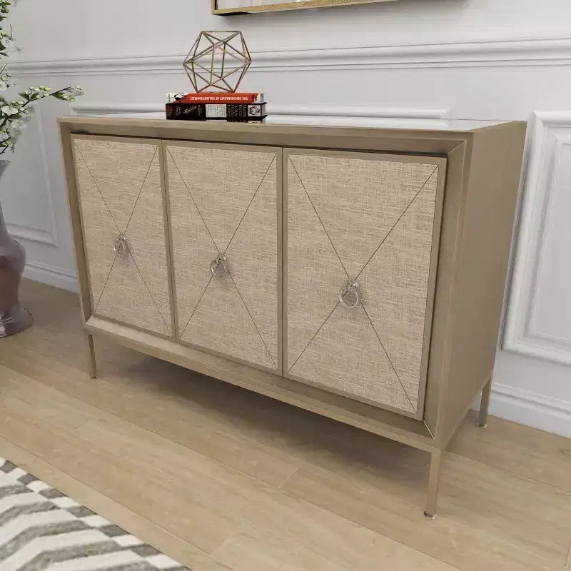 Bahut 2 portes miroir couleur champagne et beige