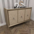 Bahut 2 portes miroir couleur champagne et beige