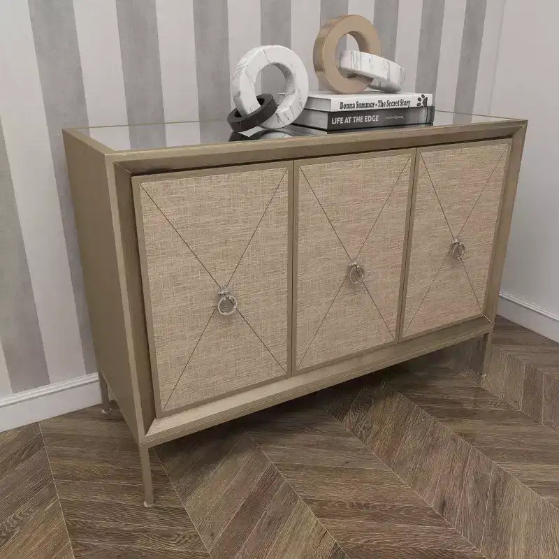 Bahut 2 portes miroir couleur champagne et beige