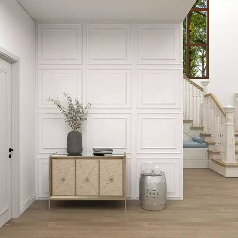 Bahut 2 portes miroir couleur champagne et beige