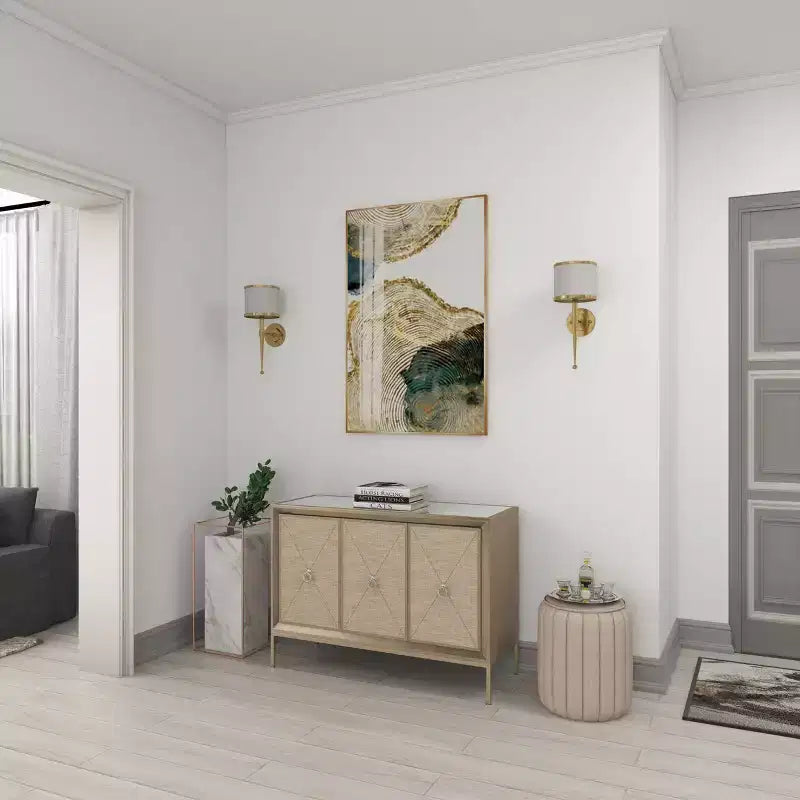 Bahut 2 portes miroir couleur champagne et beige