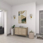 Bahut 2 portes miroir couleur champagne et beige