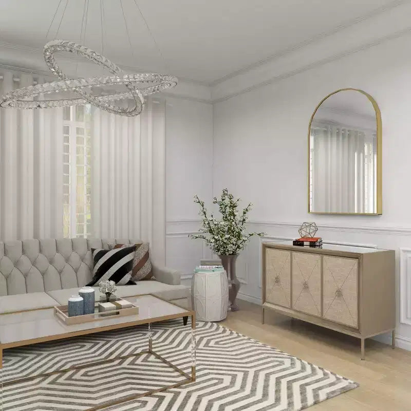 Bahut 2 portes miroir couleur champagne et beige