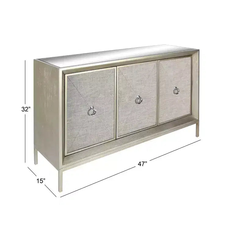 Bahut 2 portes miroir couleur champagne et beige