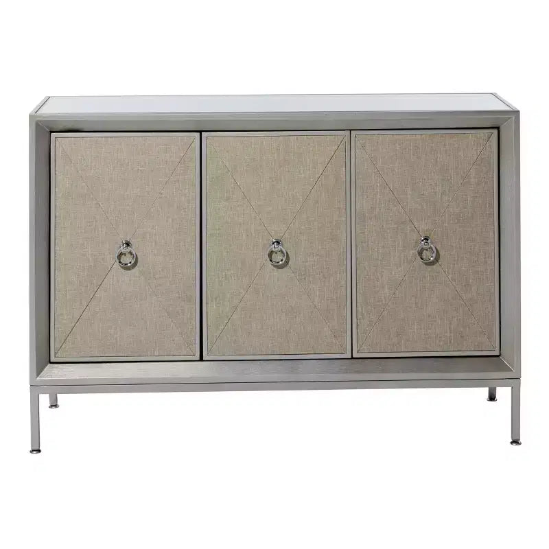 Bahut 2 portes miroir couleur champagne et beige