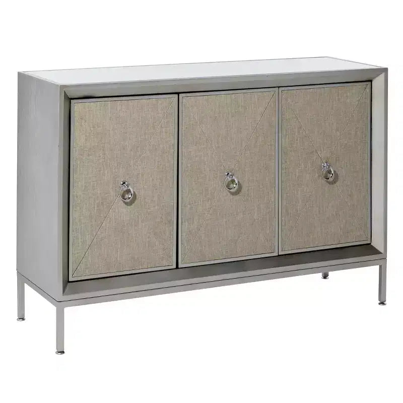 Bahut 2 portes miroir couleur champagne et beige