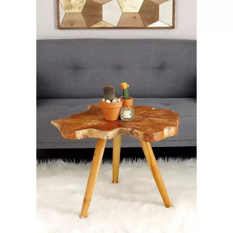 Table d'appoint ronde à bord vif marron pour 1 personne