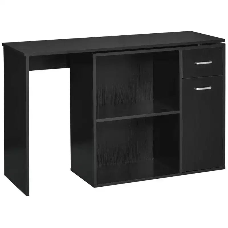 Bureau d'angle en L HOMCOM avec étagères rotatives et tiroir de rangement pour la maison et le bureau