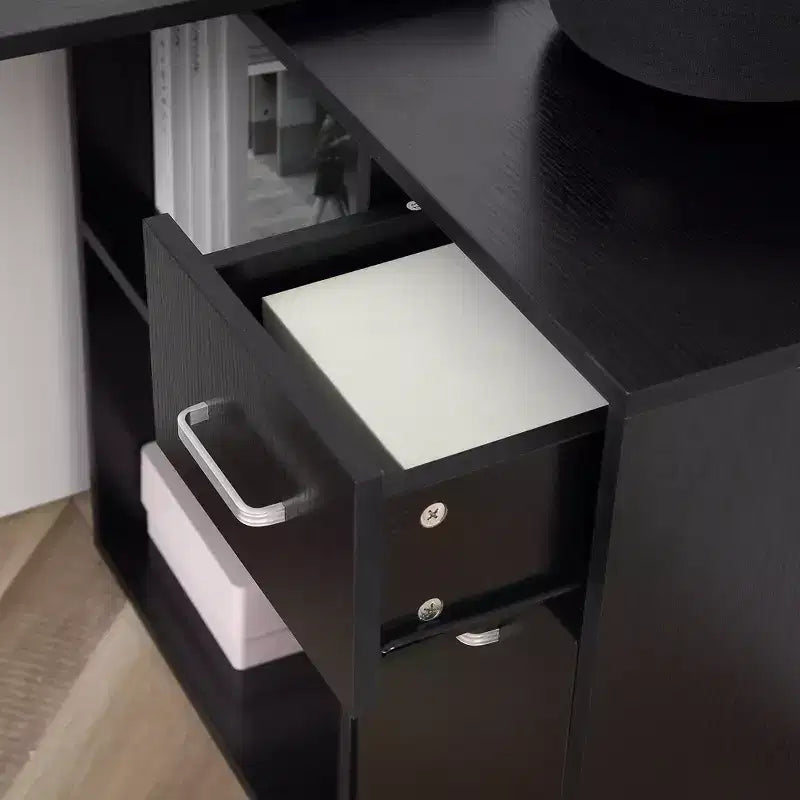 Bureau d'angle en L HOMCOM avec étagères rotatives et tiroir de rangement pour la maison et le bureau