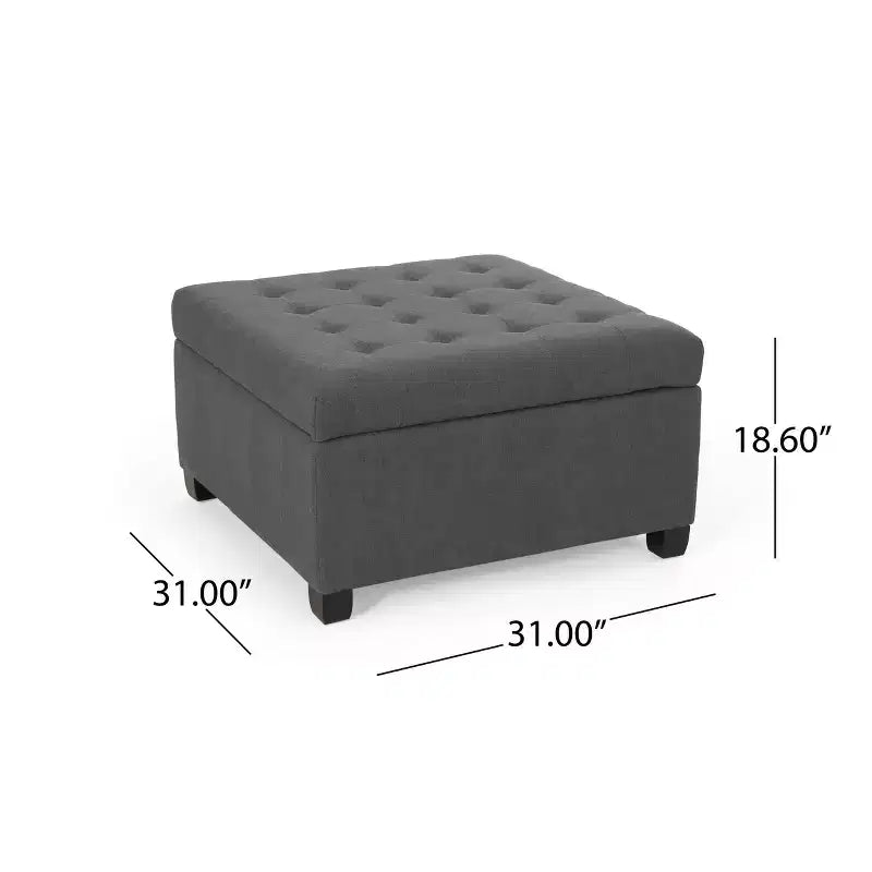 Isabella Pouf de rangement contemporain en tissu capitonné - Christopher Knight Home