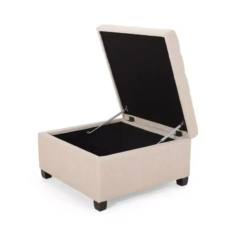 Isabella Pouf de rangement contemporain en tissu capitonné - Christopher Knight Home